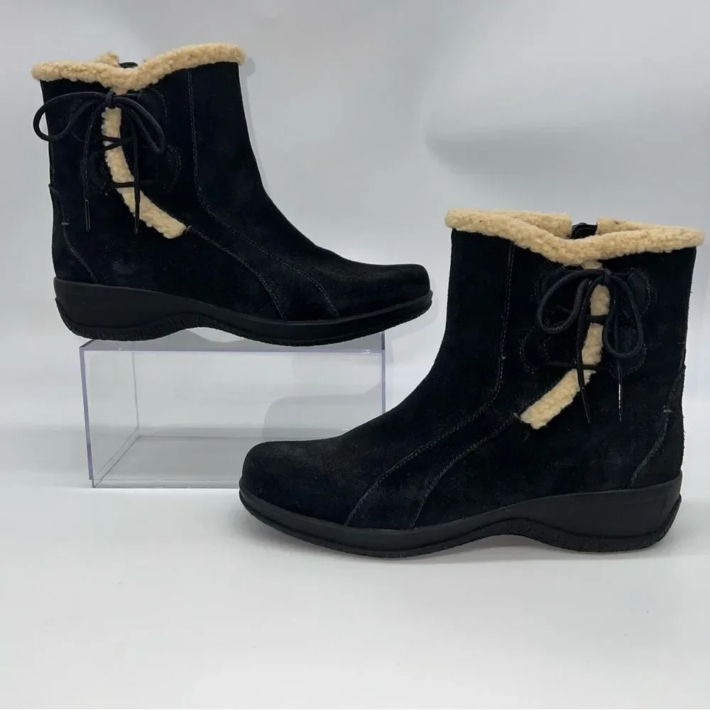 Clarks Bendables Black Suede Sherpa Trimmed Zippered Ankle Boots Rubber Sole-8